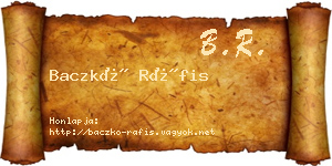 Baczkó Ráfis névjegykártya